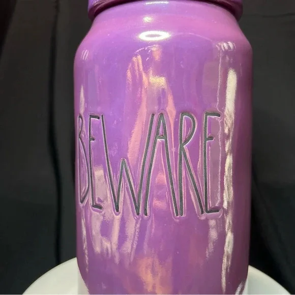 Rae Dunn Halloween 2024 Purple Luster Beware Canister & Ghost Measuring Cups - Picture 7 of 15